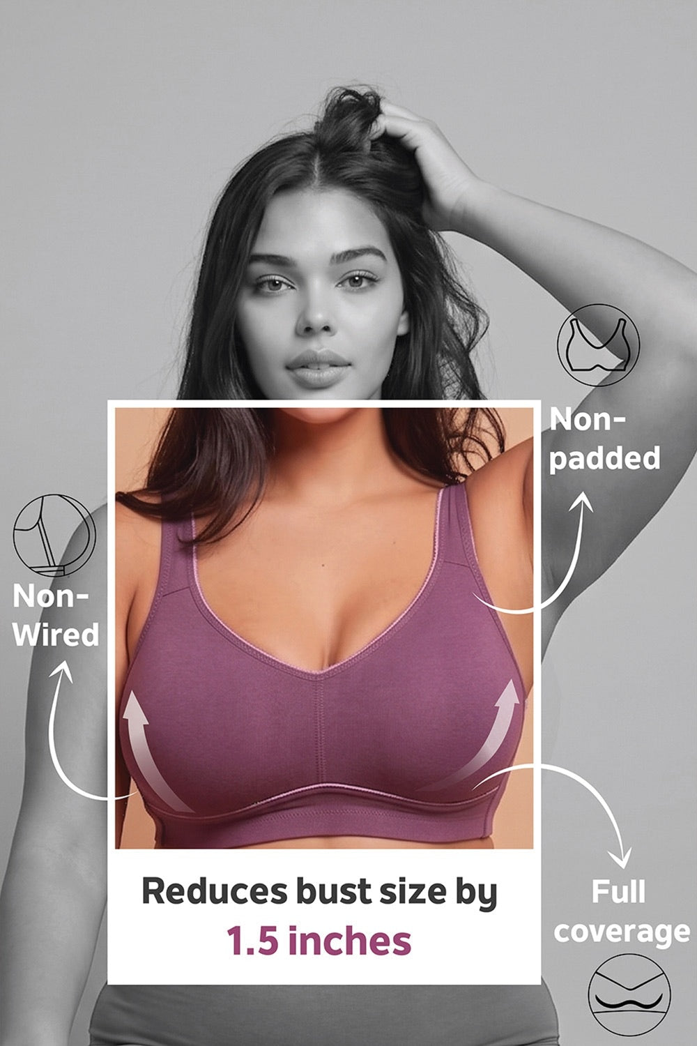 Van Heusen Bra Black 22011 - side view